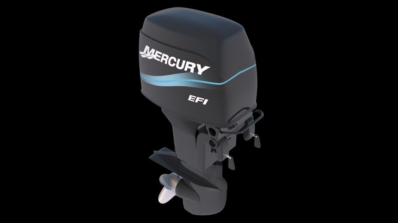 Fishing Boat Outboard Motor Low-poly 3D model_1