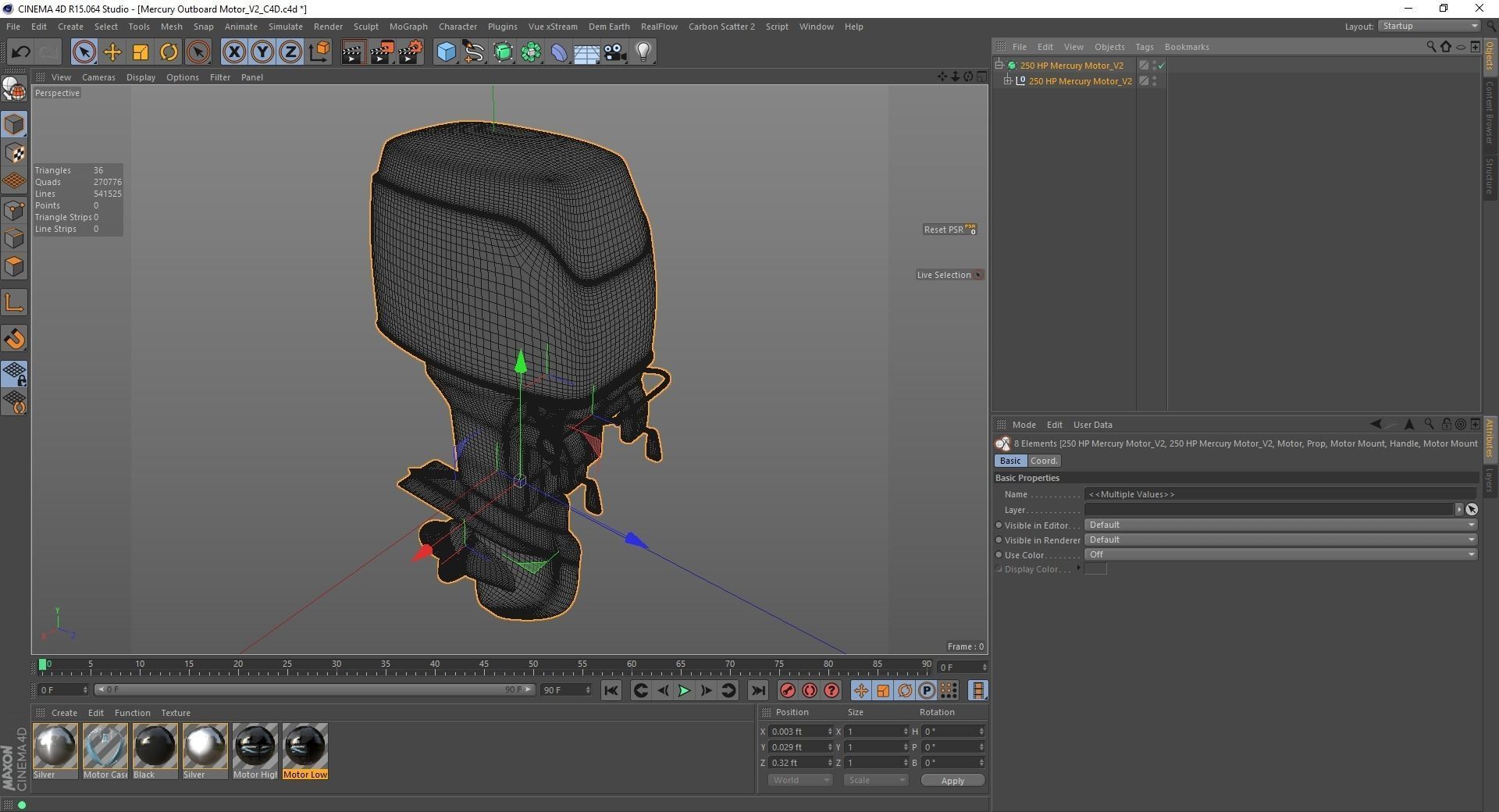 Fishing Boat Outboard Motor Low-poly 3D model_16