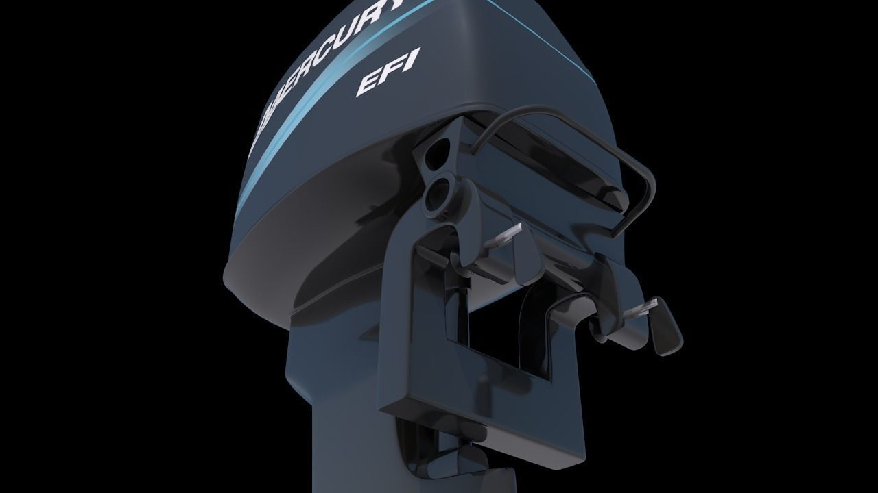 Fishing Boat Outboard Motor Low-poly 3D model_11