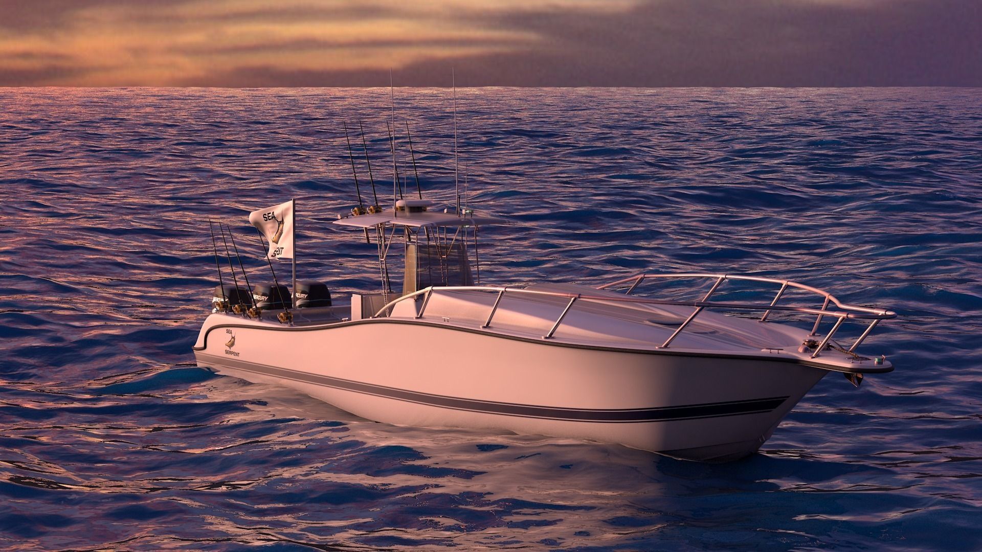 Fishing Boat Outboard Motor Low-poly 3D model_12