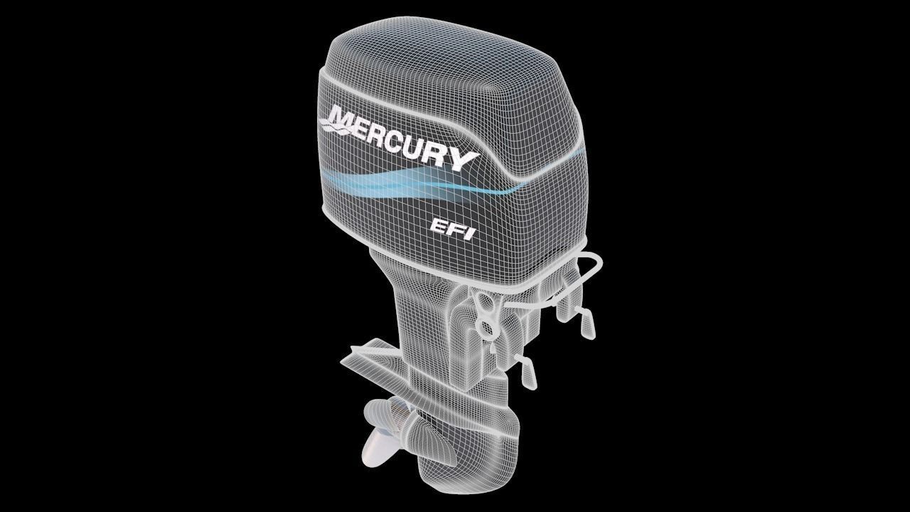 Fishing Boat Outboard Motor Low-poly 3D model_2