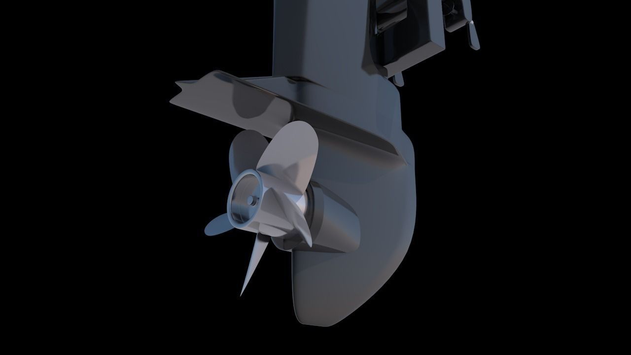 Fishing Boat Outboard Motor Low-poly 3D model_8