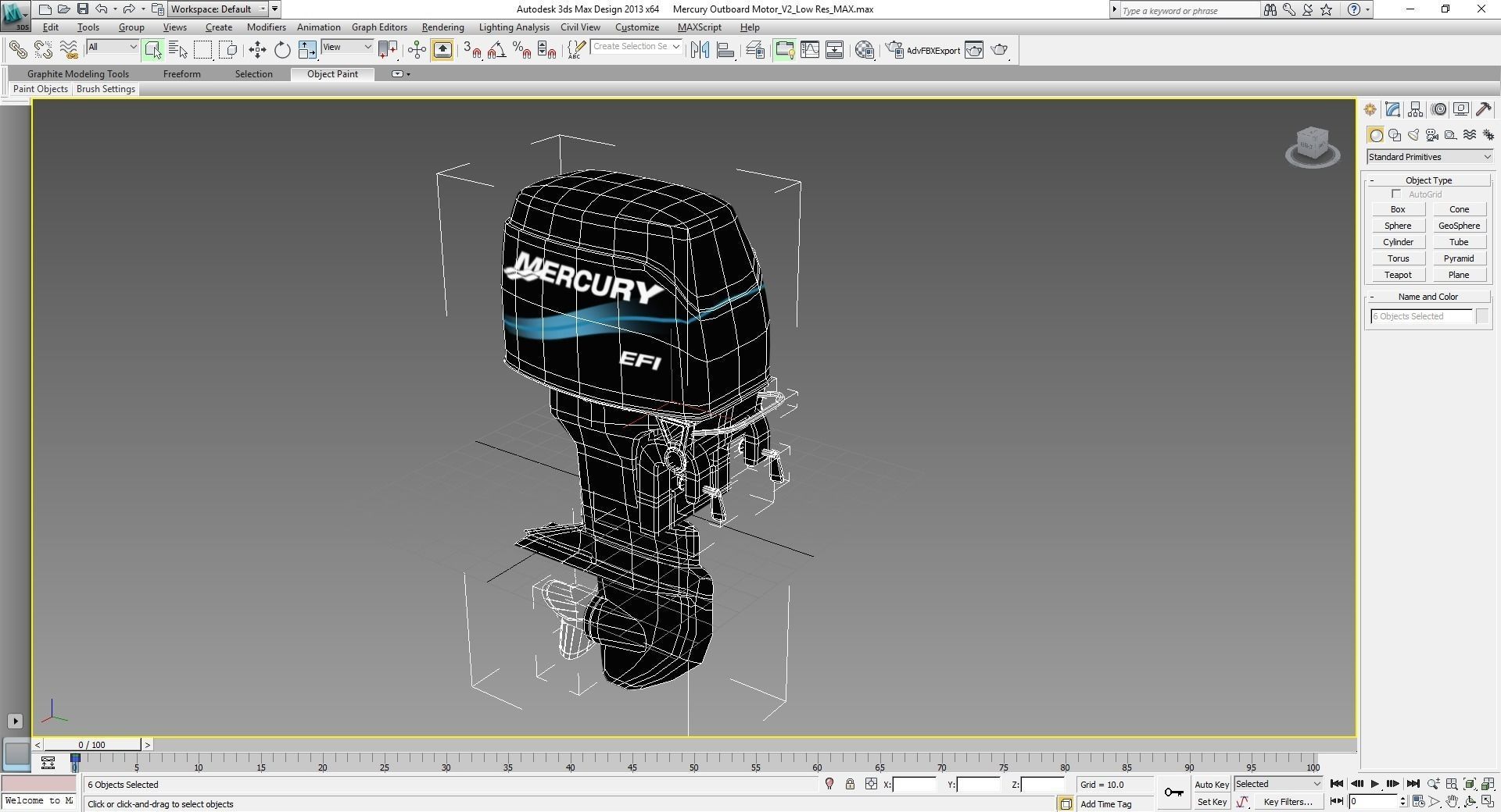 Fishing Boat Outboard Motor Low-poly 3D model_13