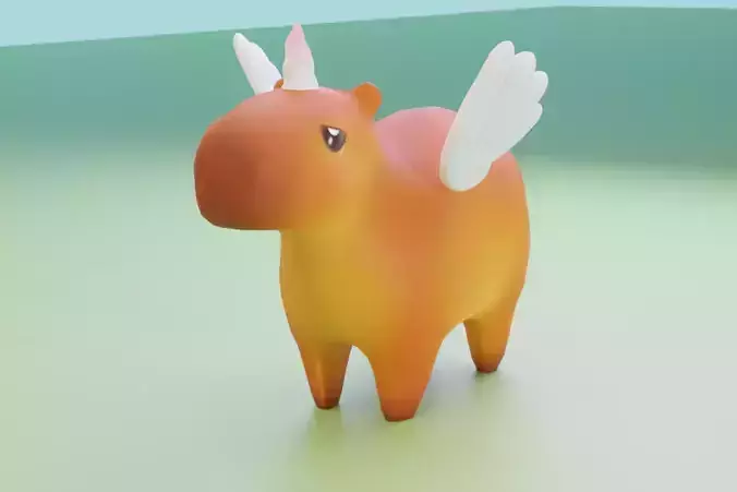 animated unicorn capybara Low-poly 3D model