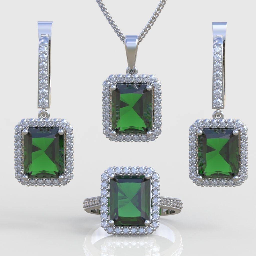 Ring Bracelet Earring and Pendant Set 3D printable model 0022 3D Model Collection_3