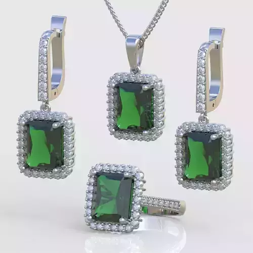 Ring Bracelet Earring and Pendant Set 3D printable model 0022 3D Model Collection