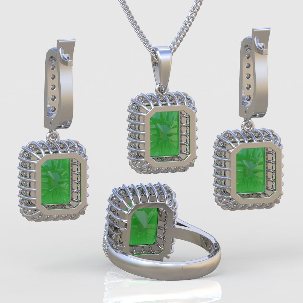 Ring Bracelet Earring and Pendant Set 3D printable model 0022 3D Model Collection_9
