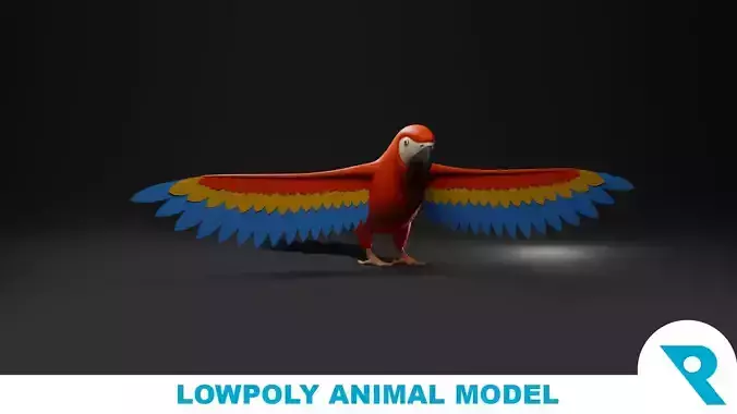 Ara Parrot Base Mesh Low-poly 3D model