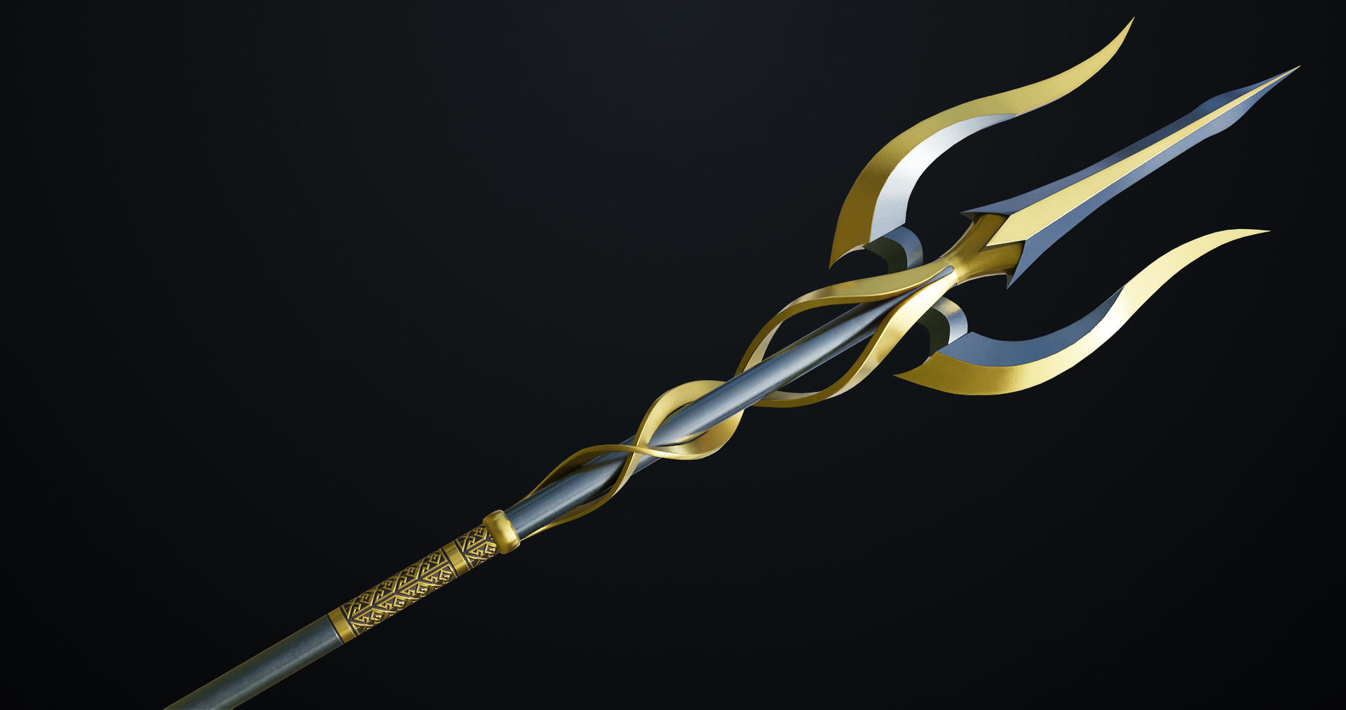 Fantasy Trident 02 All PBR Unity UE Textures Included Low-poly 3D model_12