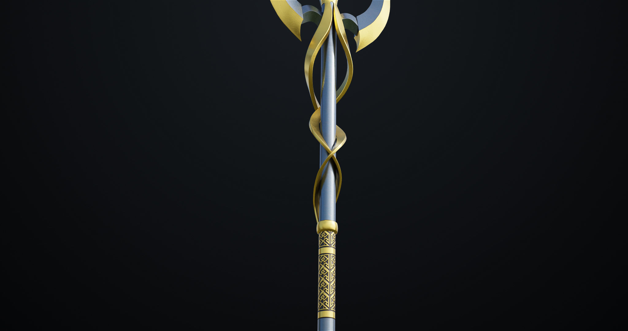 Fantasy Trident 02 All PBR Unity UE Textures Included Low-poly 3D model_11