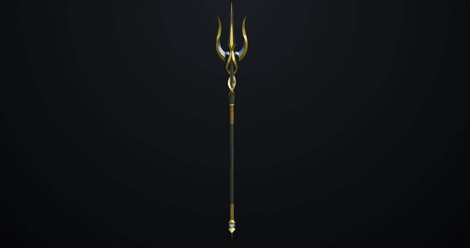 Fantasy Trident 02 All PBR Unity UE Textures Included Low-poly 3D model_3