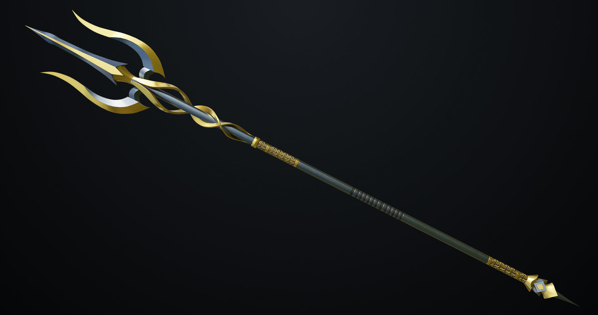 Fantasy Trident 02 All PBR Unity UE Textures Included Low-poly 3D model_4