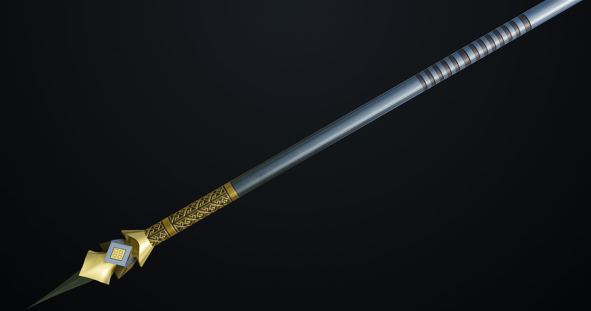 Fantasy Trident 02 All PBR Unity UE Textures Included Low-poly 3D model_14