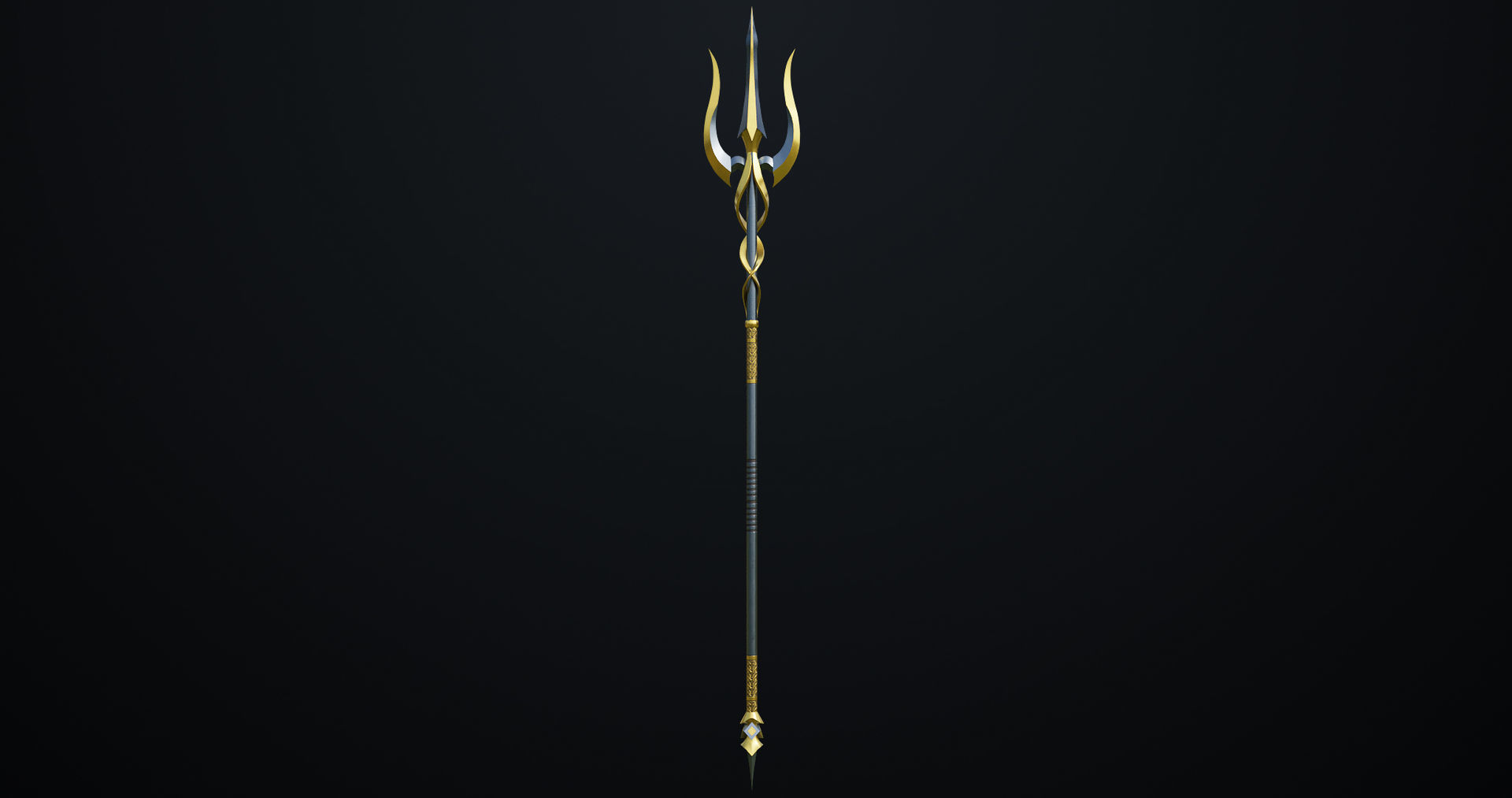 Fantasy Trident 02 All PBR Unity UE Textures Included Low-poly 3D model_1