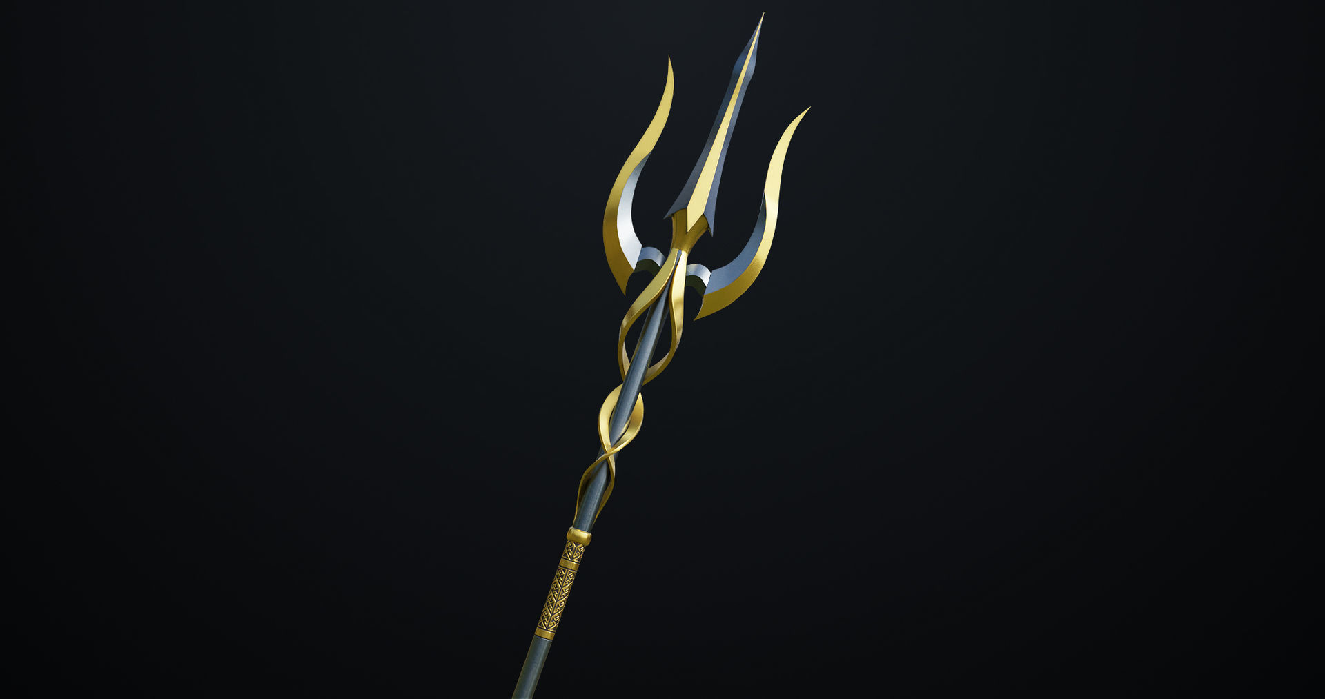 Fantasy Trident 02 All PBR Unity UE Textures Included Low-poly 3D model_5