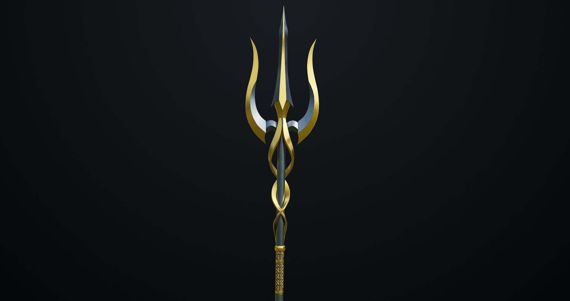 Fantasy Trident 02 All PBR Unity UE Textures Included Low-poly 3D model_7
