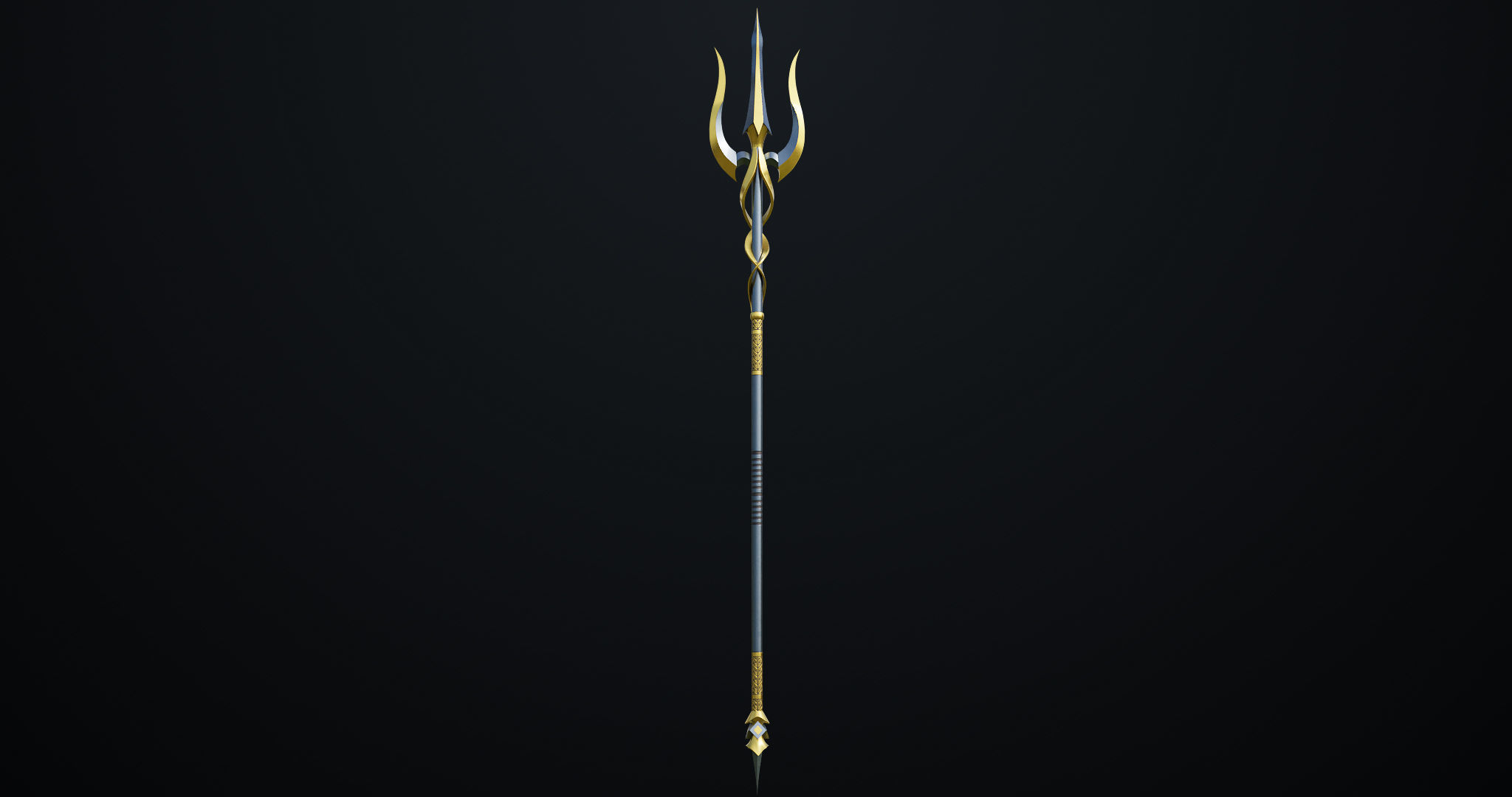 Fantasy Trident 02 All PBR Unity UE Textures Included Low-poly 3D model_2
