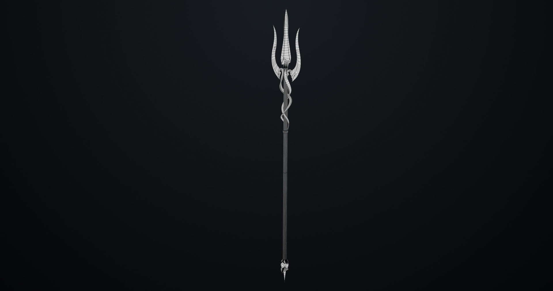 Fantasy Trident 02 All PBR Unity UE Textures Included Low-poly 3D model_16