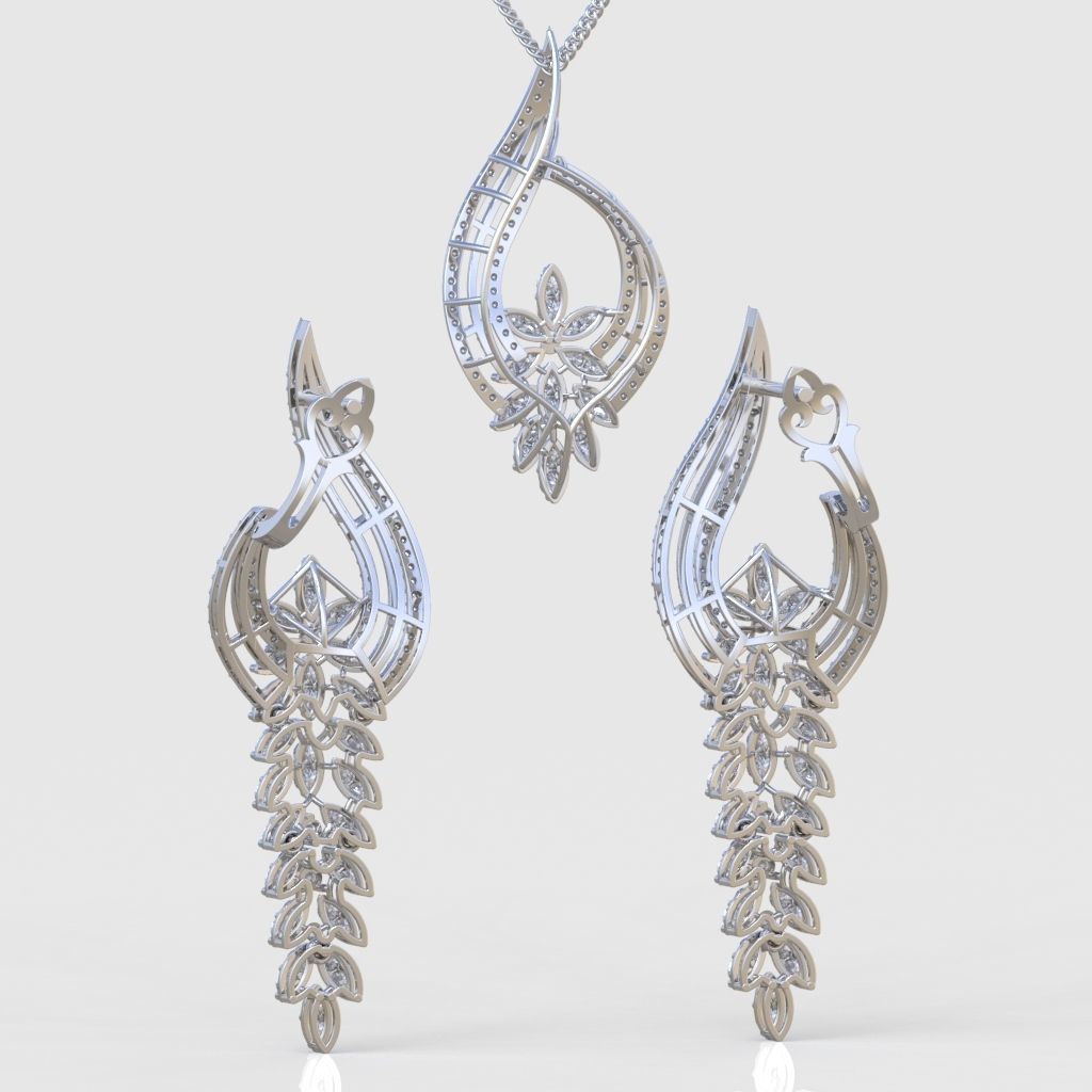 Ring Bracelet Earring and Pendant Set 3D printable model 0023 3D Model Collection_8