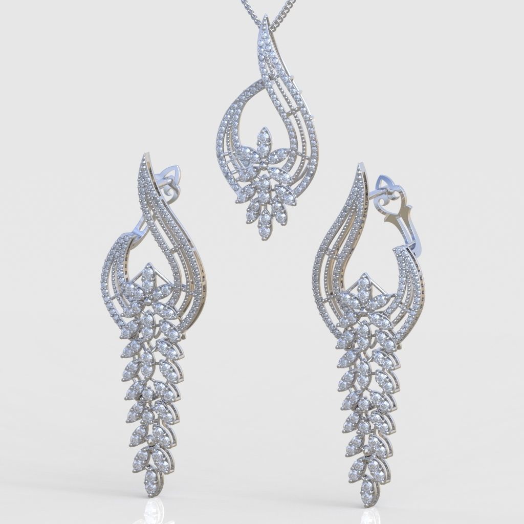 Ring Bracelet Earring and Pendant Set 3D printable model 0023 3D Model Collection_4