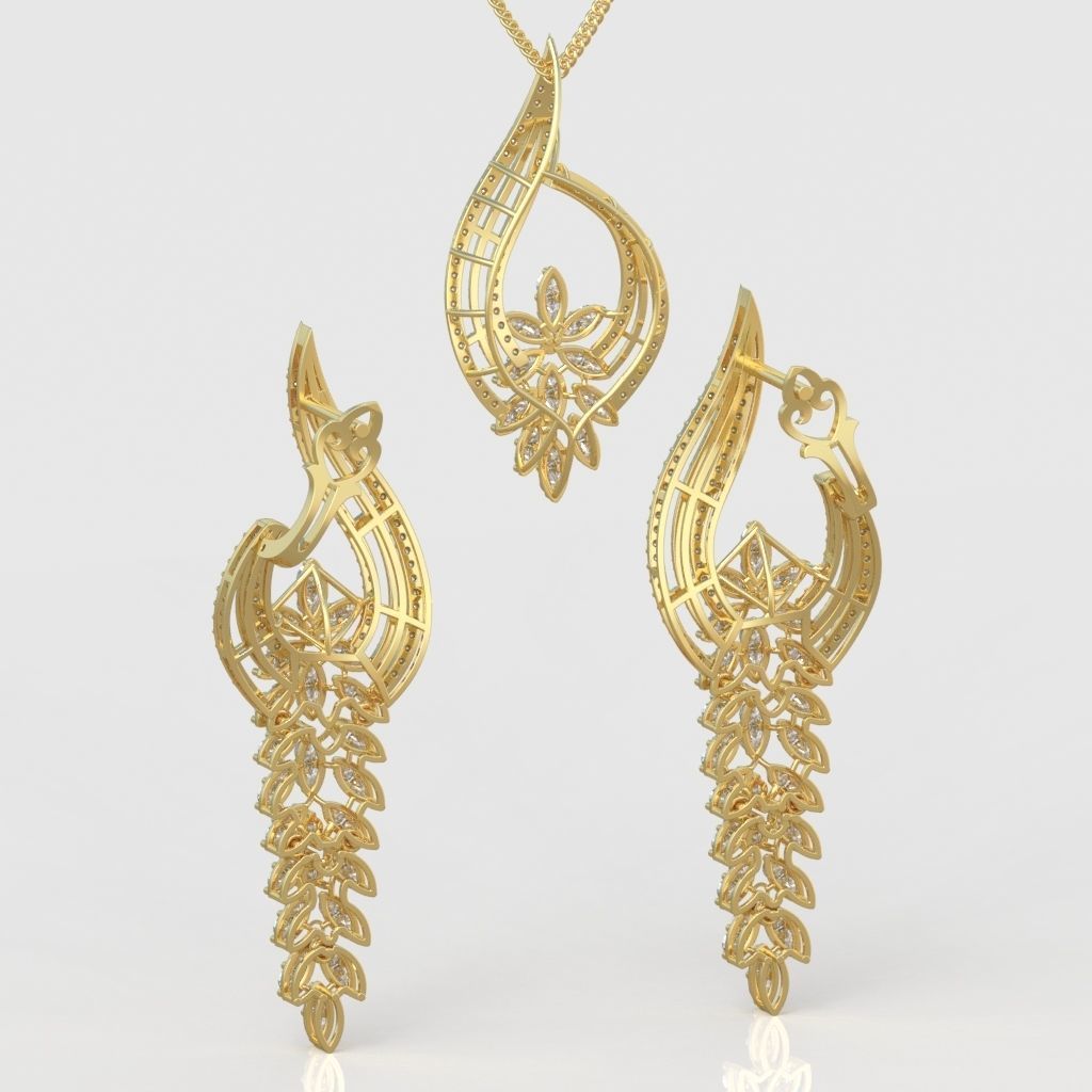 Ring Bracelet Earring and Pendant Set 3D printable model 0023 3D Model Collection_7