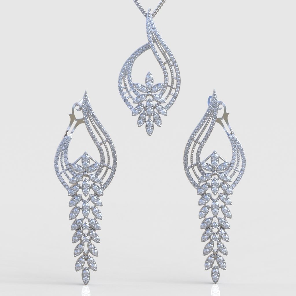 Ring Bracelet Earring and Pendant Set 3D printable model 0023 3D Model Collection_2