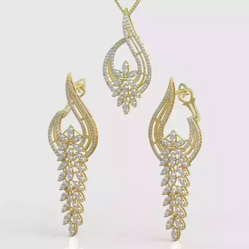 Ring Bracelet Earring and Pendant Set 3D printable model 0023 3D Model Collection