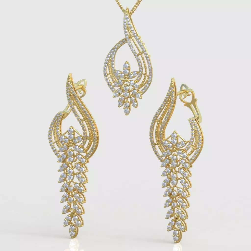 Ring Bracelet Earring and Pendant Set 3D printable model 0023 3D Model Collection_0