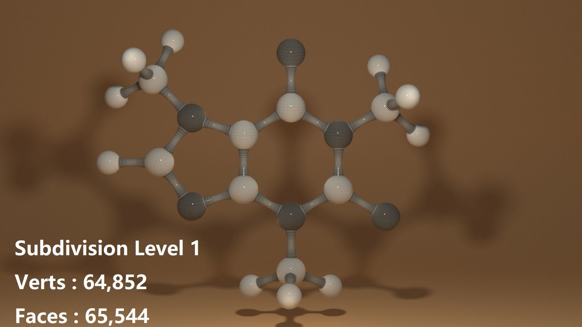 Caffeine Molecule C8H10N4O2 Coffee Low-poly 3D model_3