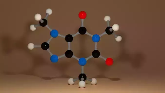 Caffeine Molecule C8H10N4O2 Coffee Low-poly 3D model