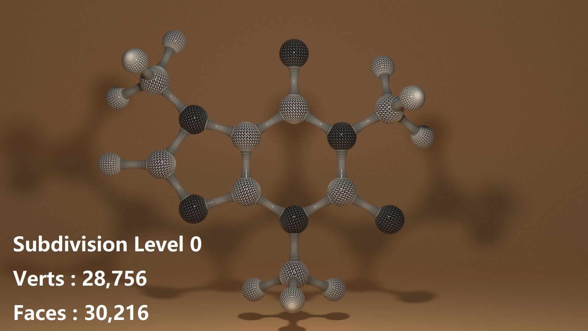 Caffeine Molecule C8H10N4O2 Coffee Low-poly 3D model_4