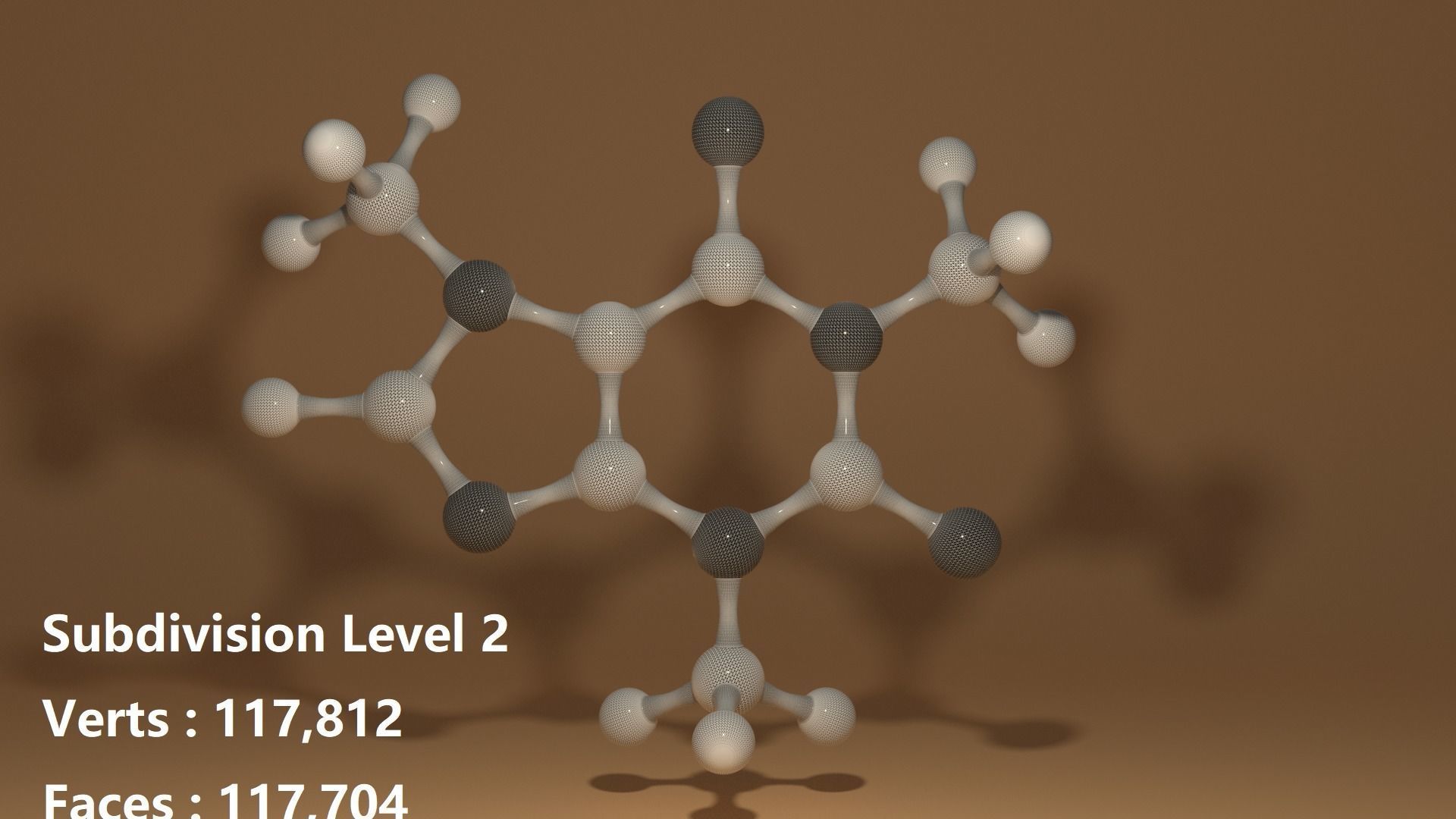 Caffeine Molecule C8H10N4O2 Coffee Low-poly 3D model_2