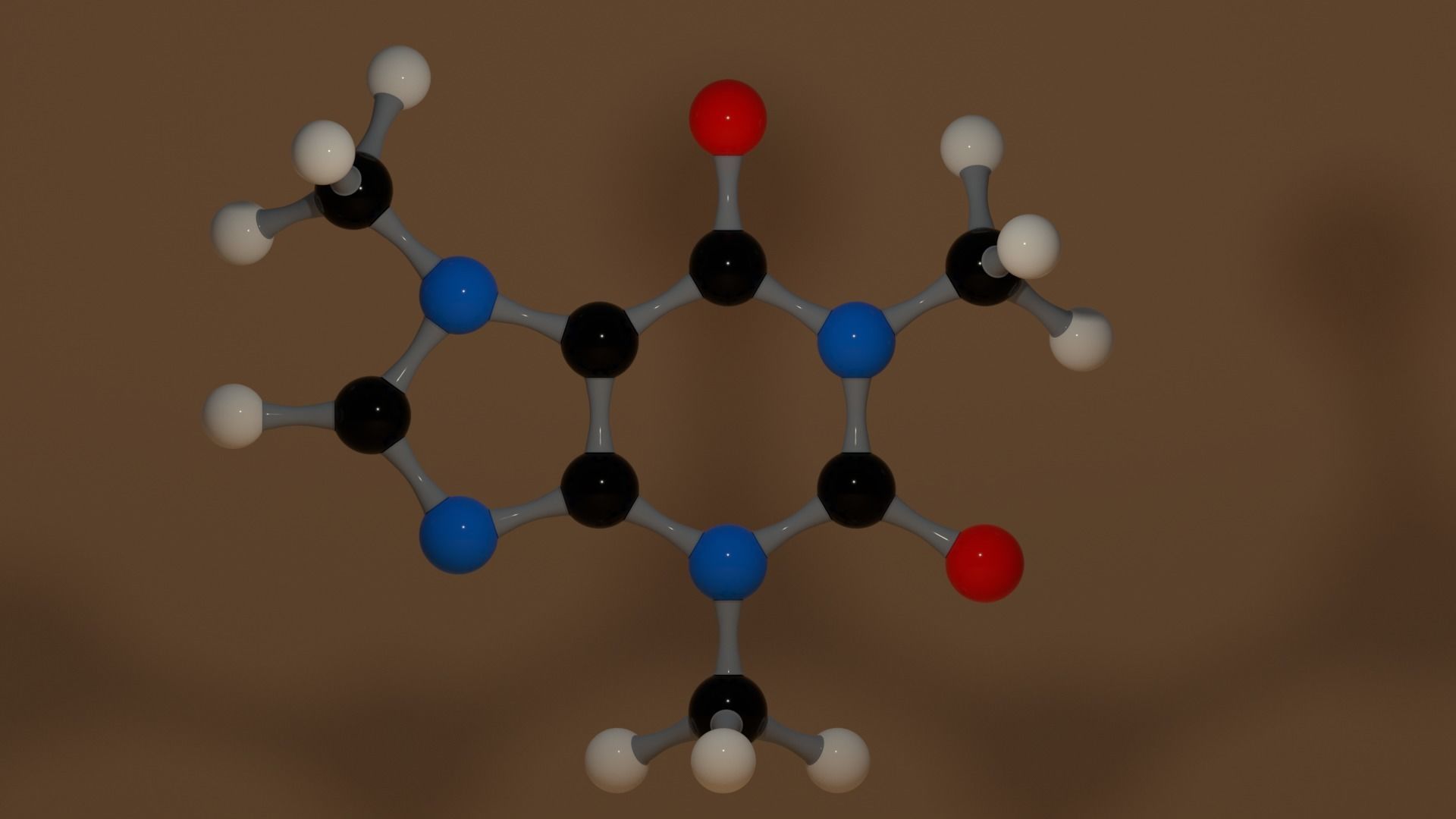 Caffeine Molecule C8H10N4O2 Coffee Low-poly 3D model_8