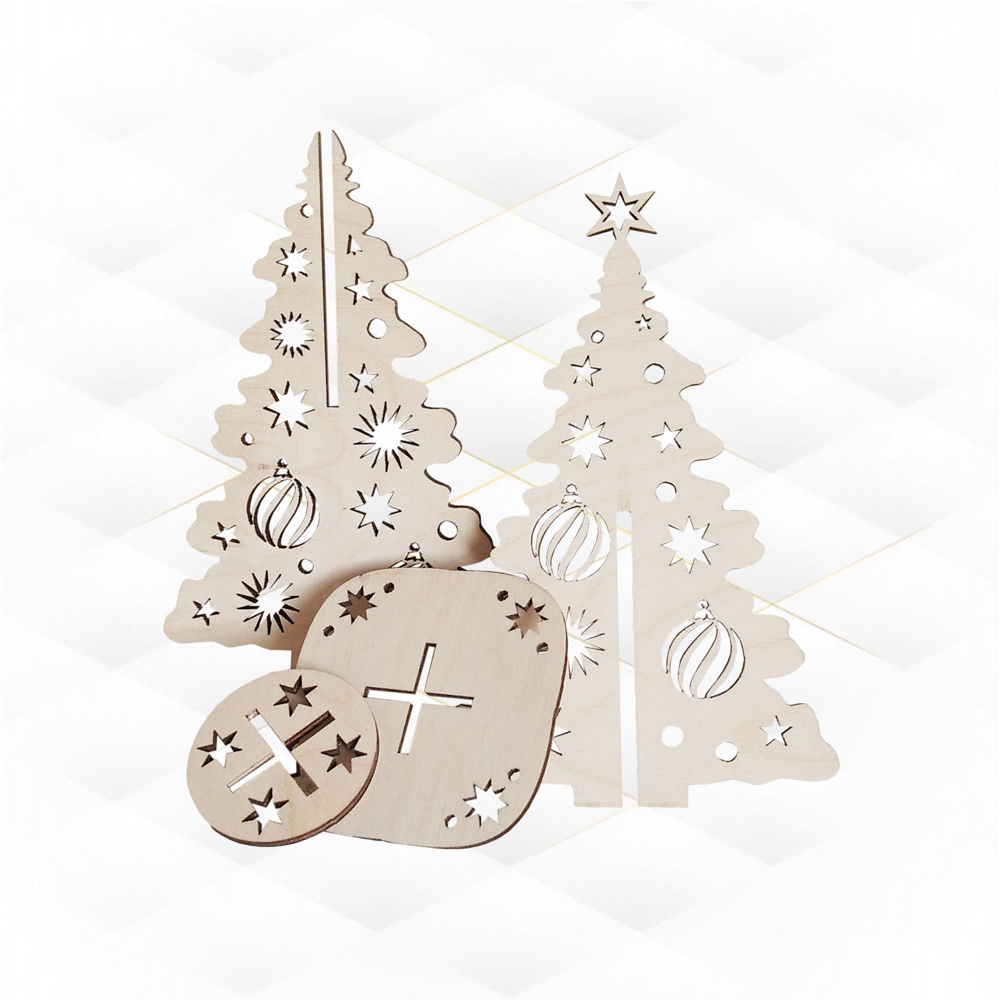 Christmas tree pattern ready use laser cut file 3D print model_1