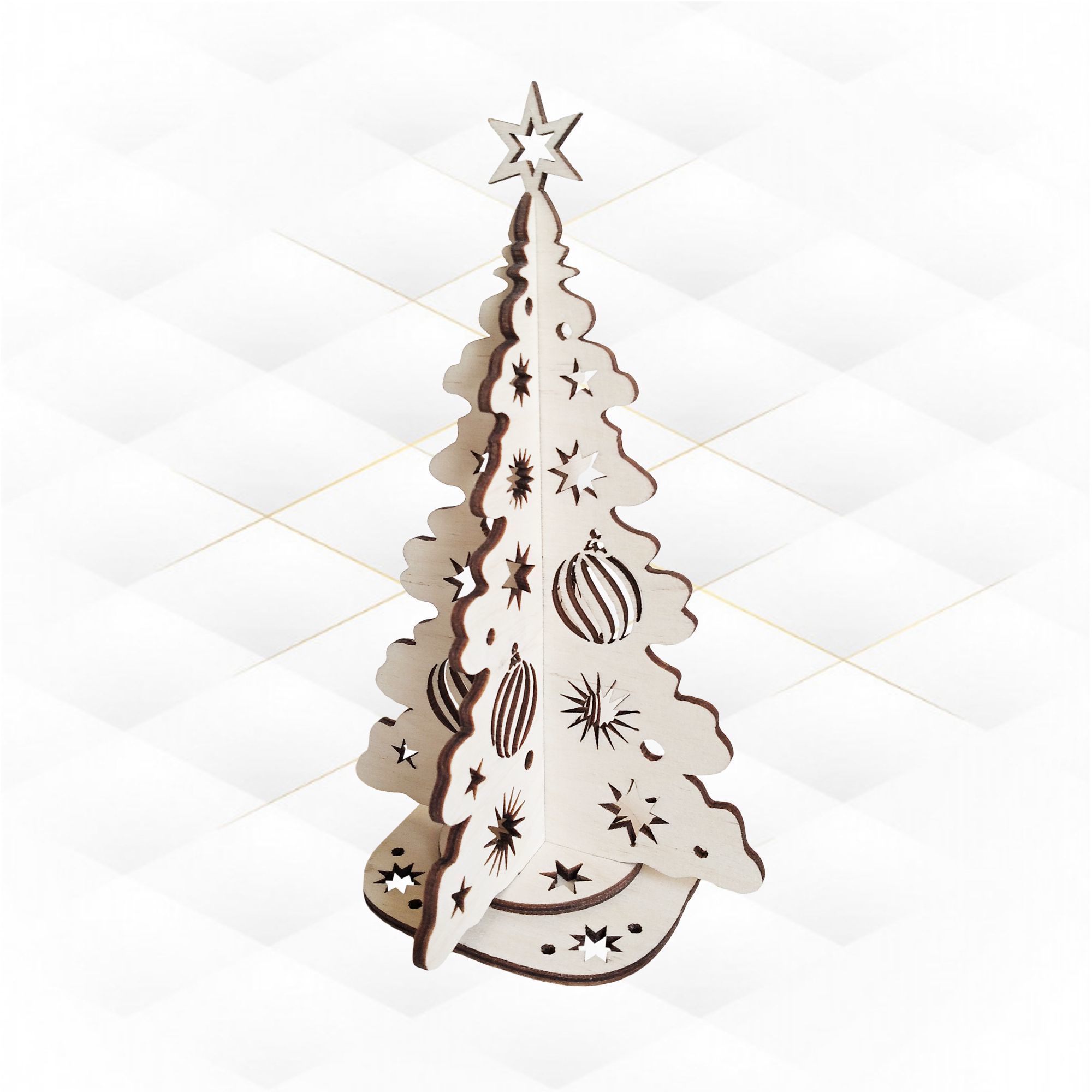 Christmas tree pattern ready use laser cut file 3D print model_4