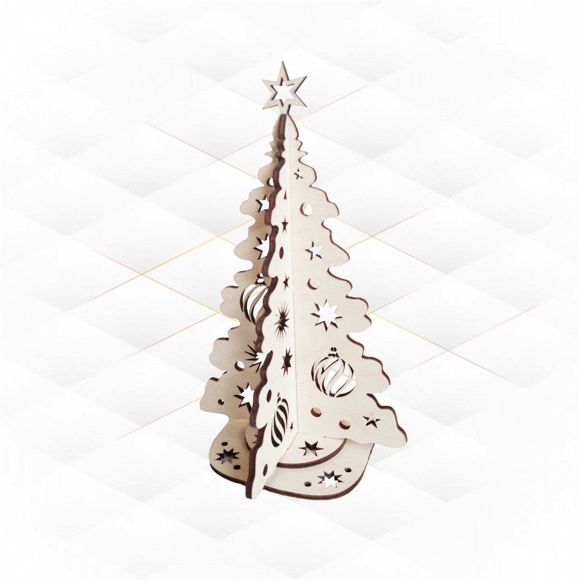 Christmas tree pattern ready use laser cut file 3D print model_2