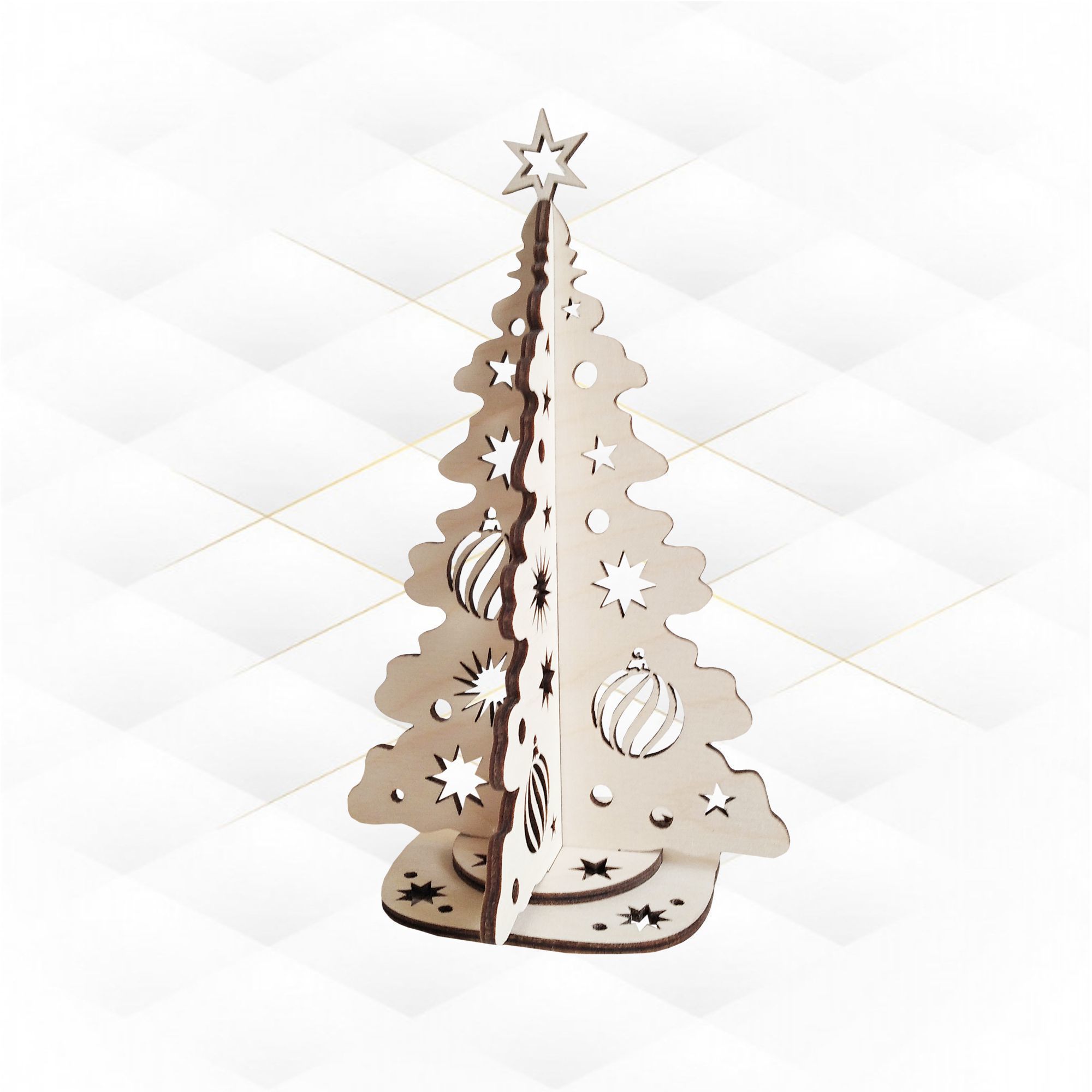 Christmas tree pattern ready use laser cut file 3D print model_3