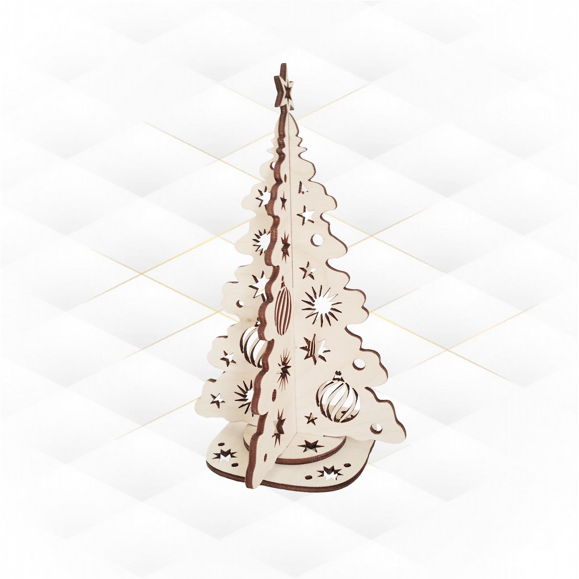 Christmas tree pattern ready use laser cut file 3D print model_5