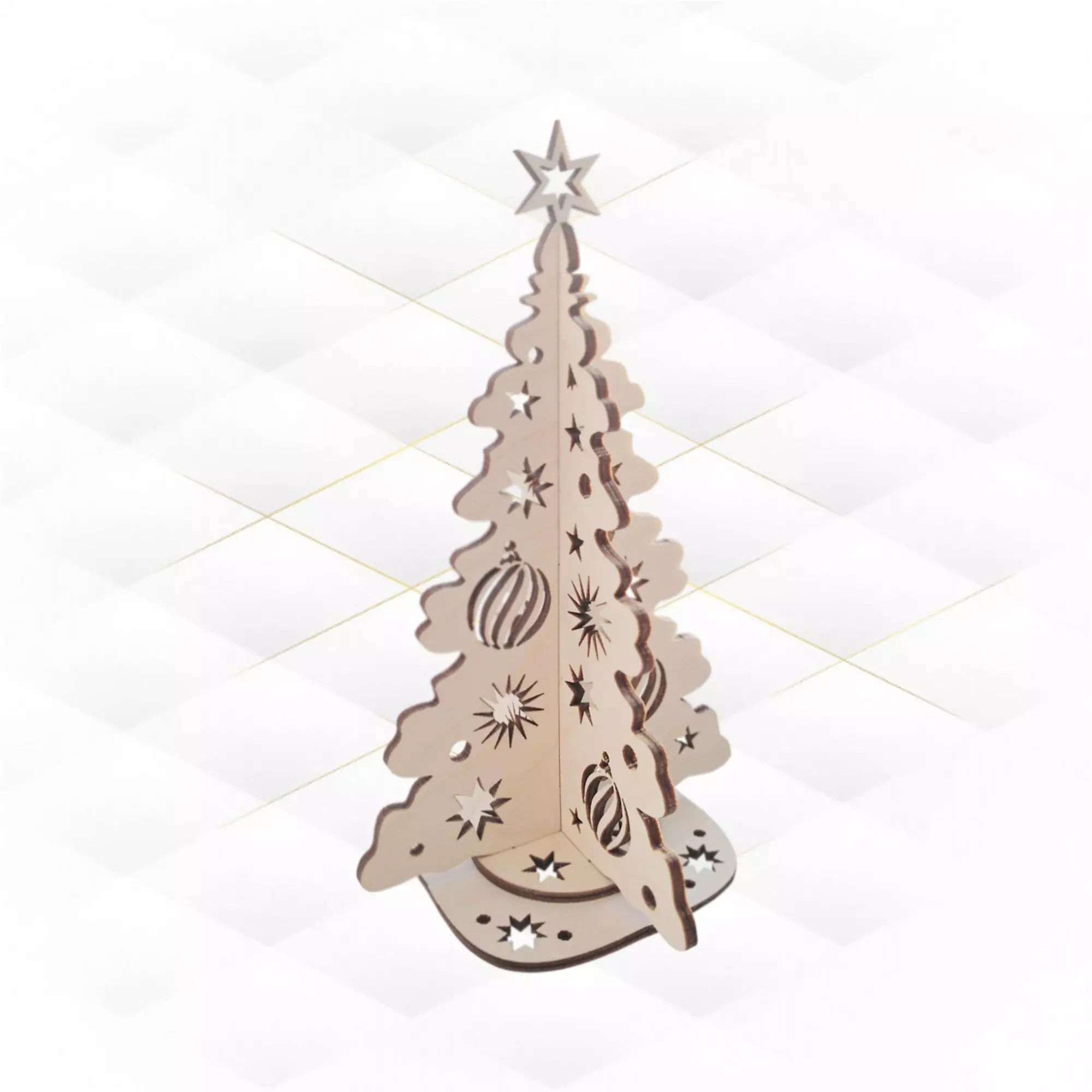 Christmas tree pattern ready use laser cut file 3D print model_0