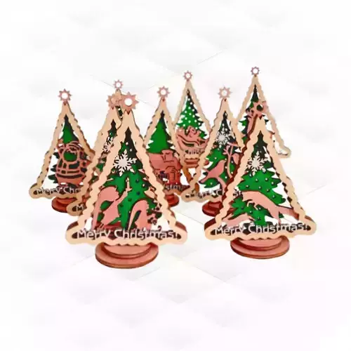 Christmas tree decor 9 patterns ready use laser cut file 3D print model