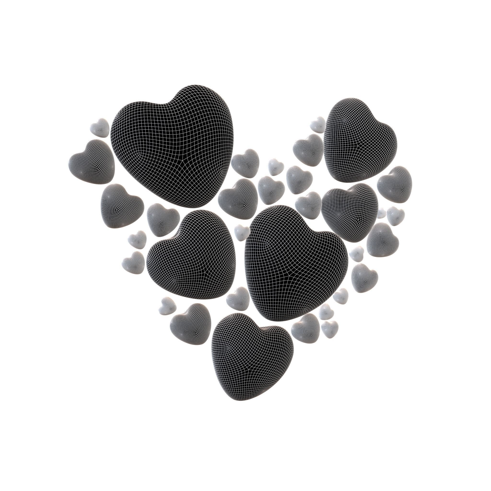Combination Design Heart Icon v1 002 3D model_4