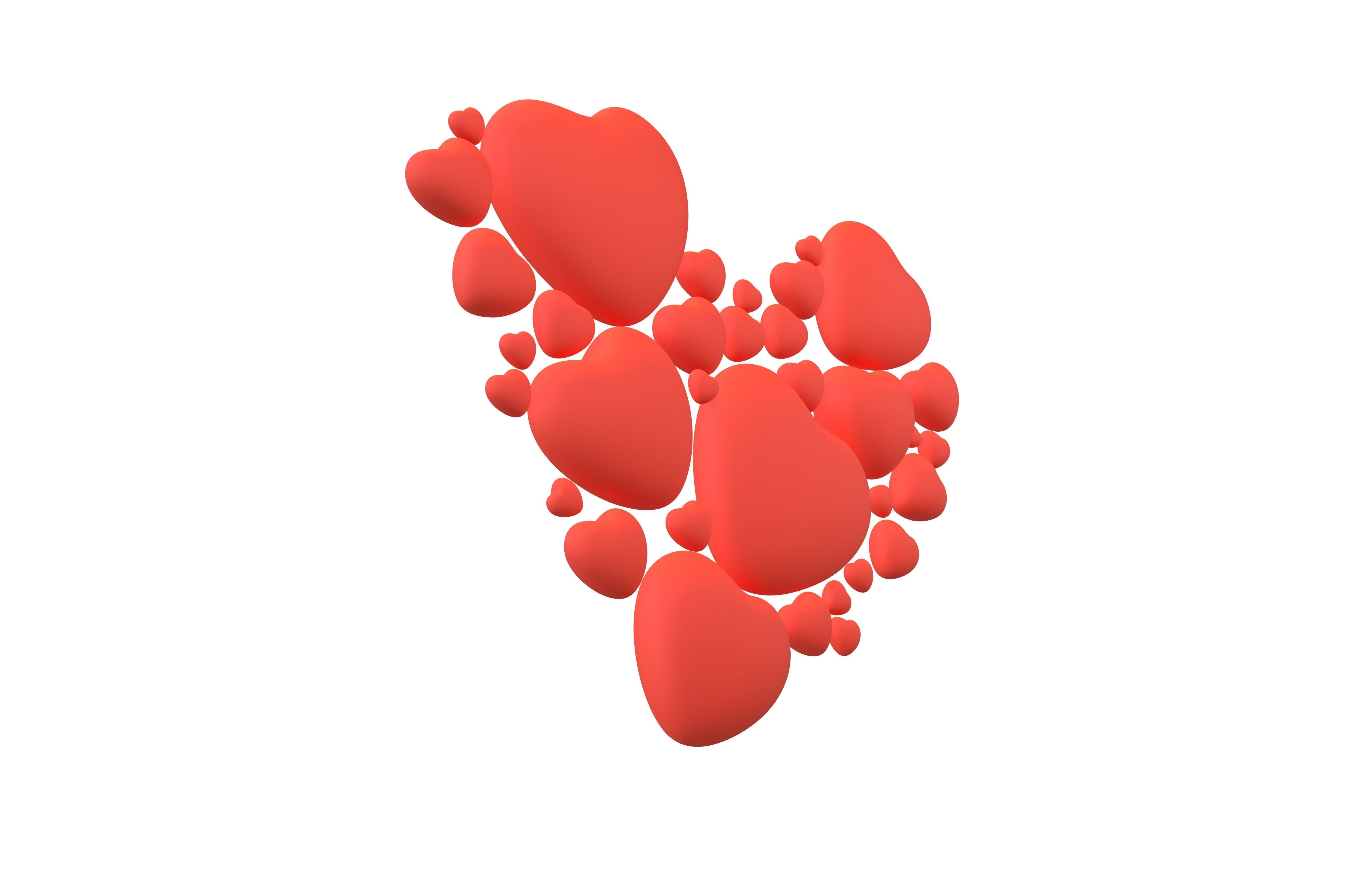 Combination Design Heart Icon v1 002 3D model_2