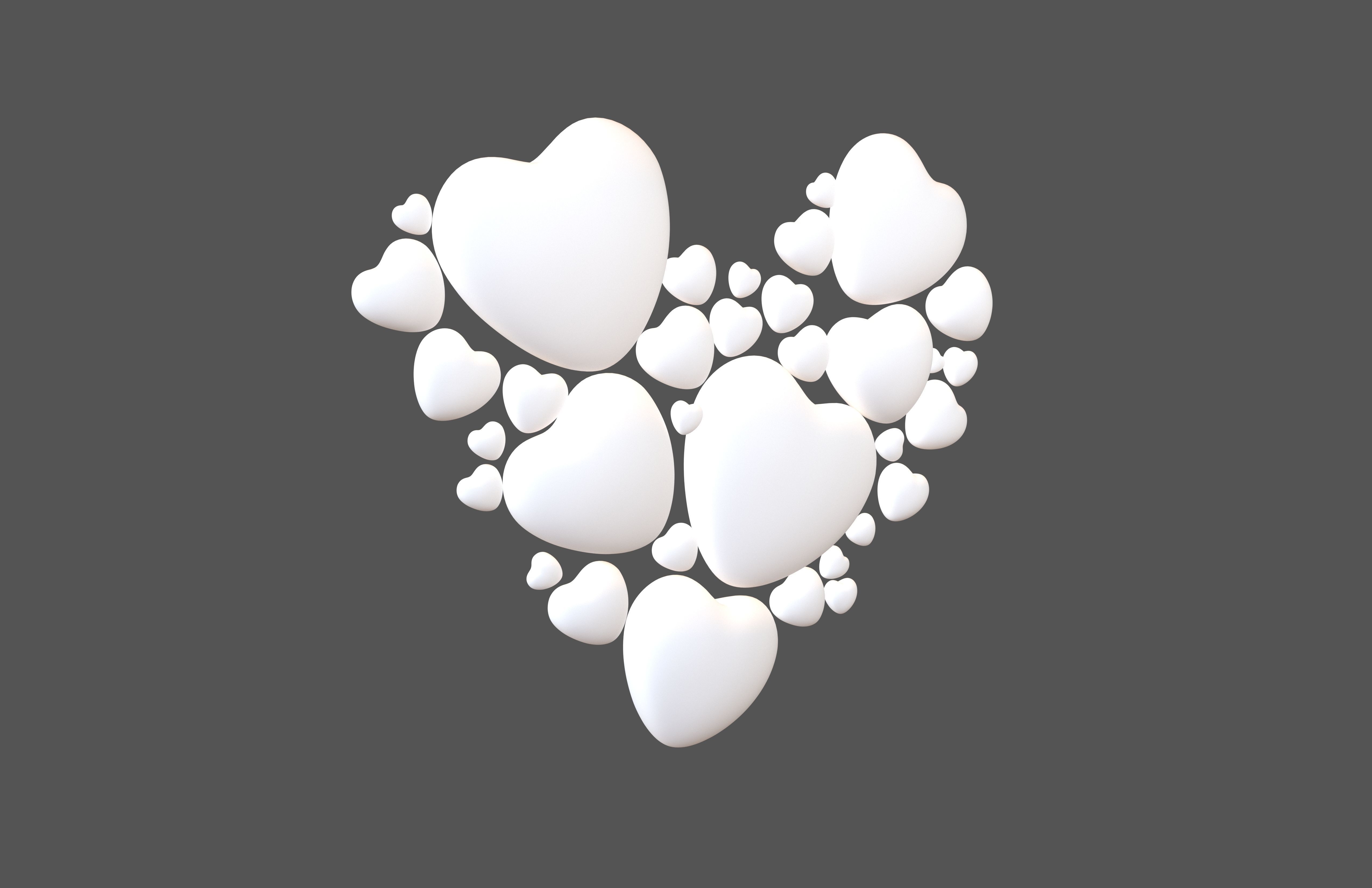 Combination Design Heart Icon v1 004 3D model_1