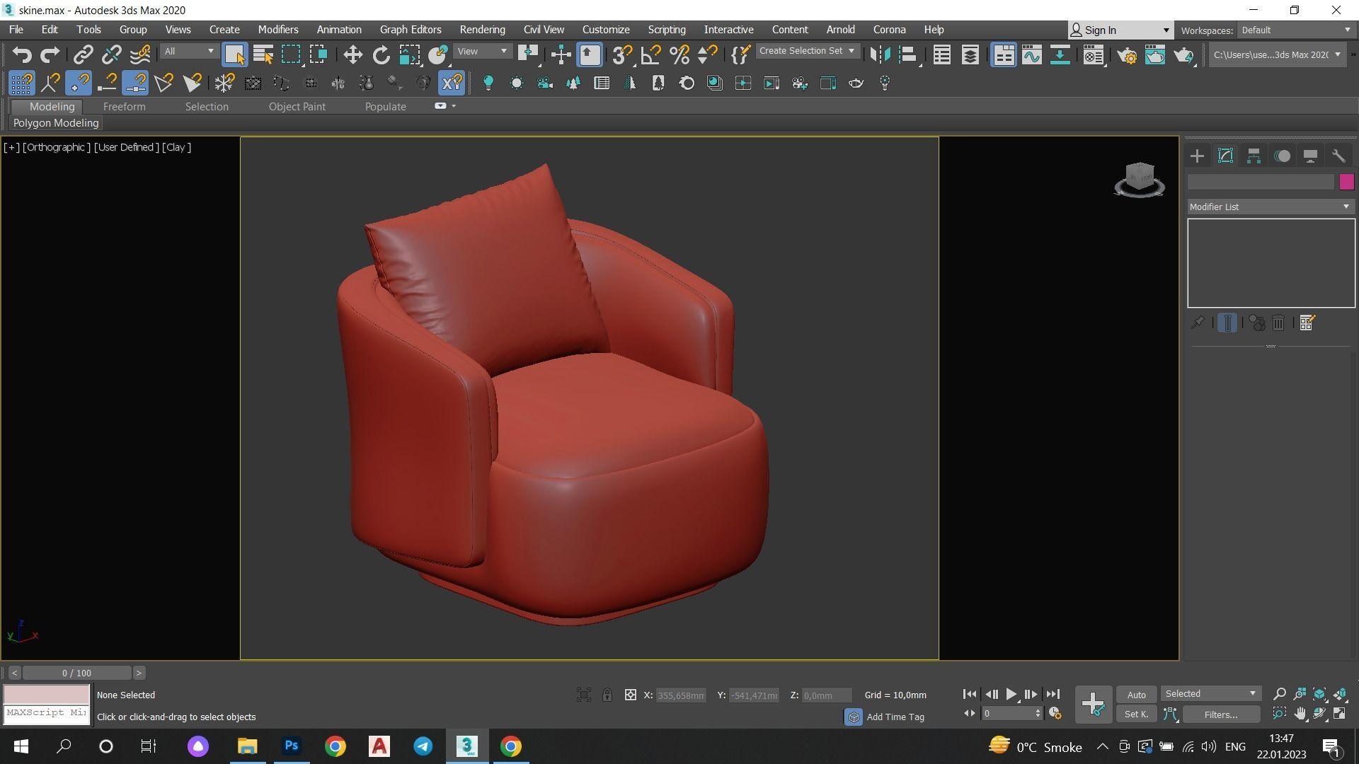 CASPIA ARM CHAIR Low-poly 3D model_8