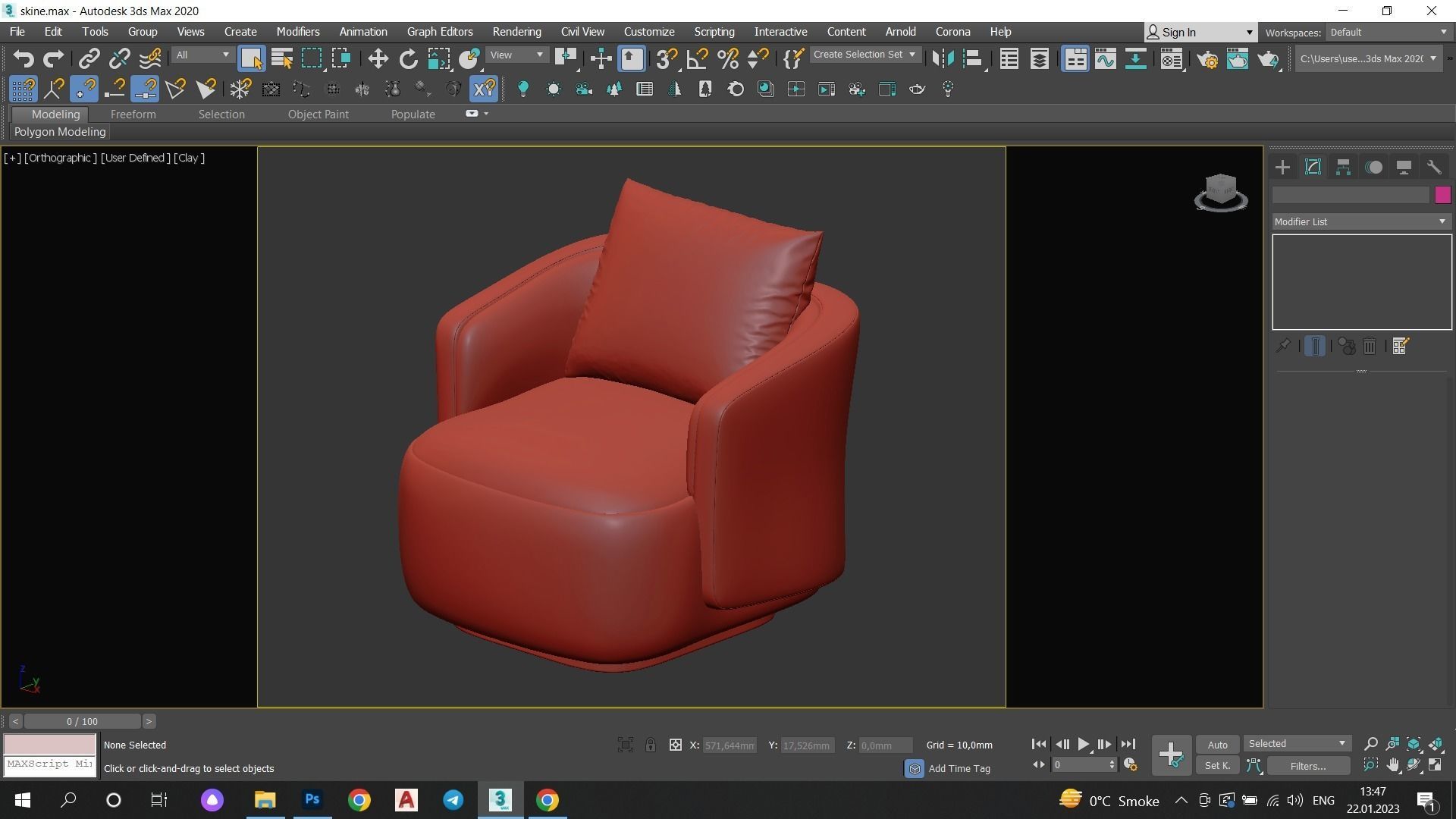 CASPIA ARM CHAIR Low-poly 3D model_10