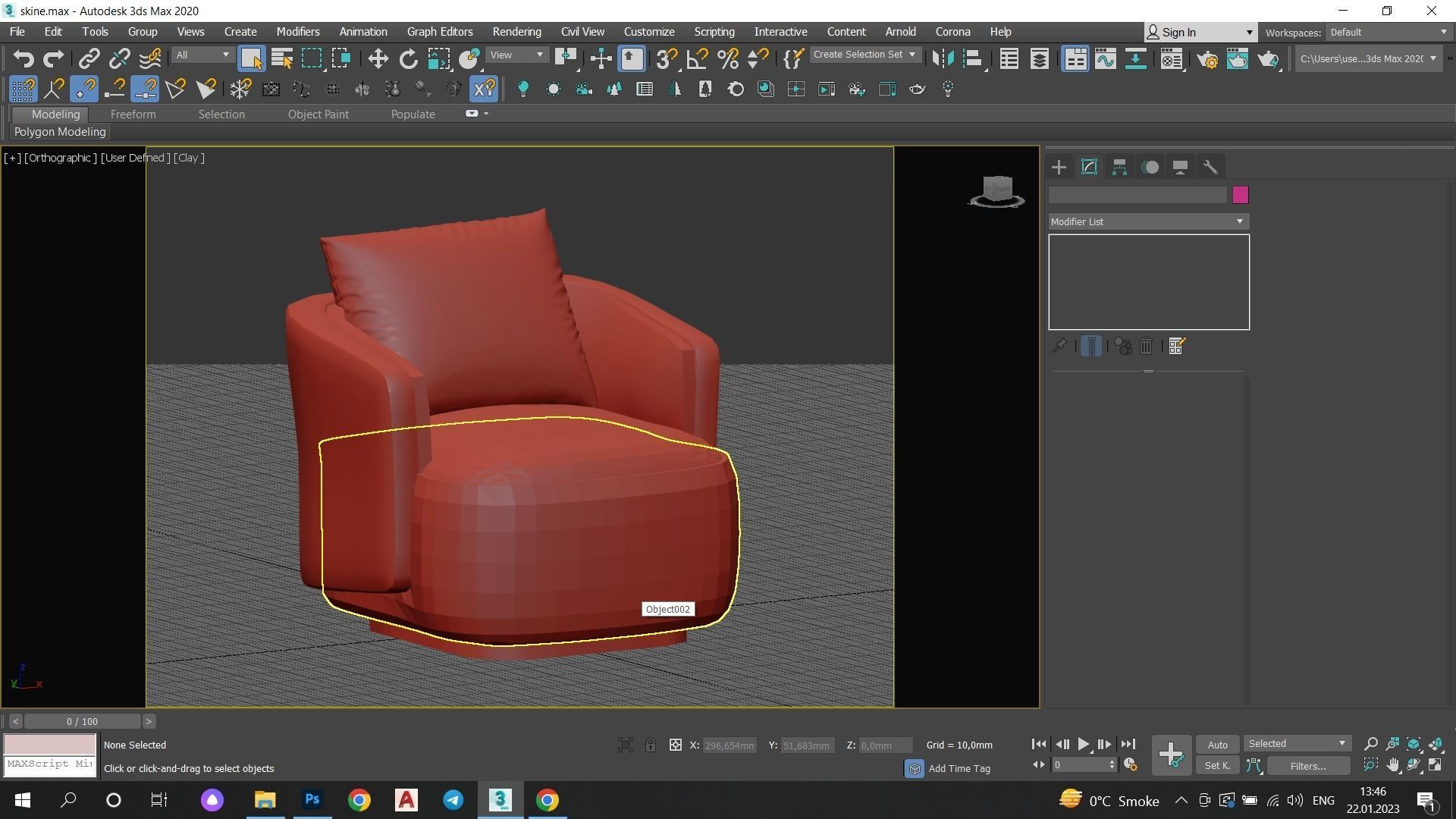 CASPIA ARM CHAIR Low-poly 3D model_5