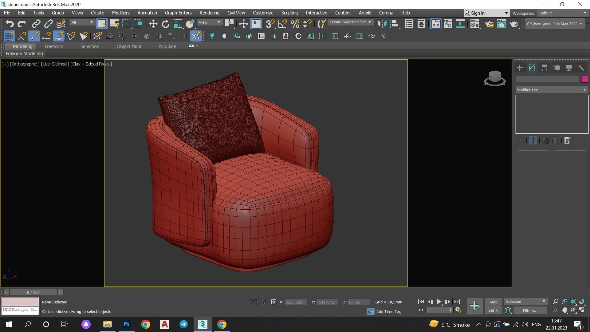 CASPIA ARM CHAIR Low-poly 3D model_7