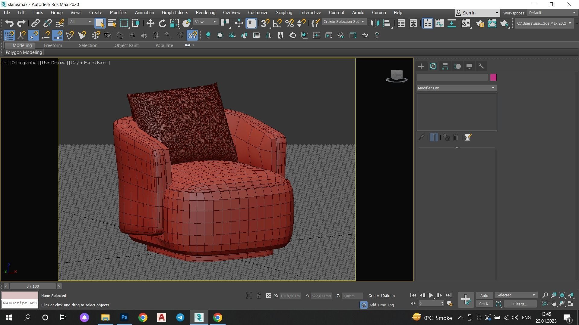 CASPIA ARM CHAIR Low-poly 3D model_4
