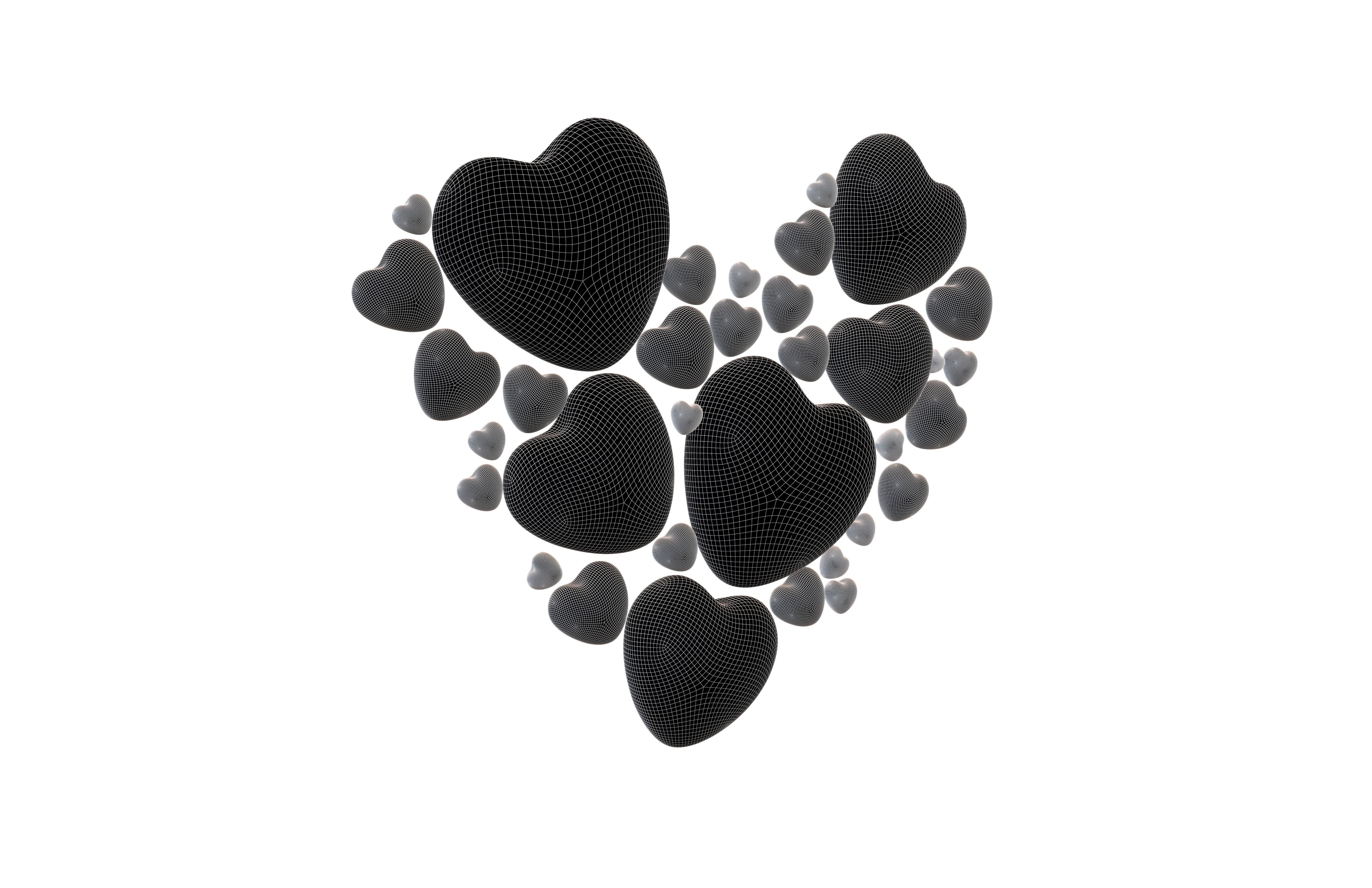Combination Design Heart Icon v1 009 3D model_5