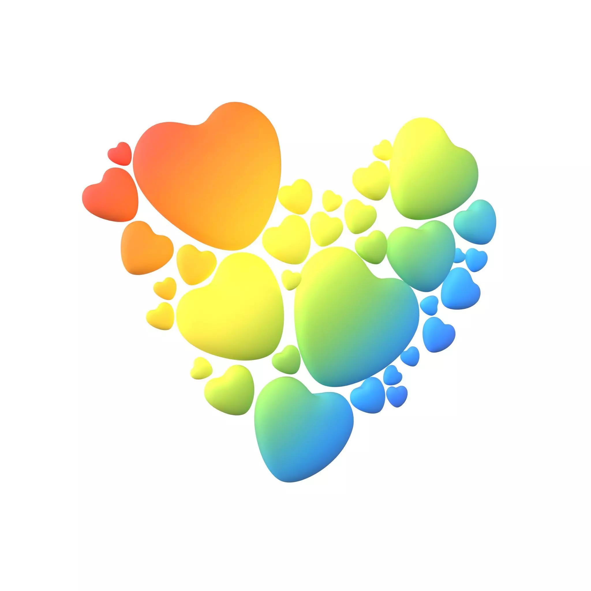 Combination Design Heart Icon v1 012 3D model_0